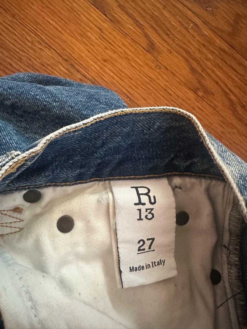 R13 Cotton Denim Distressed Boyfriend Jeans in Size 27 - Picture 3 of 4